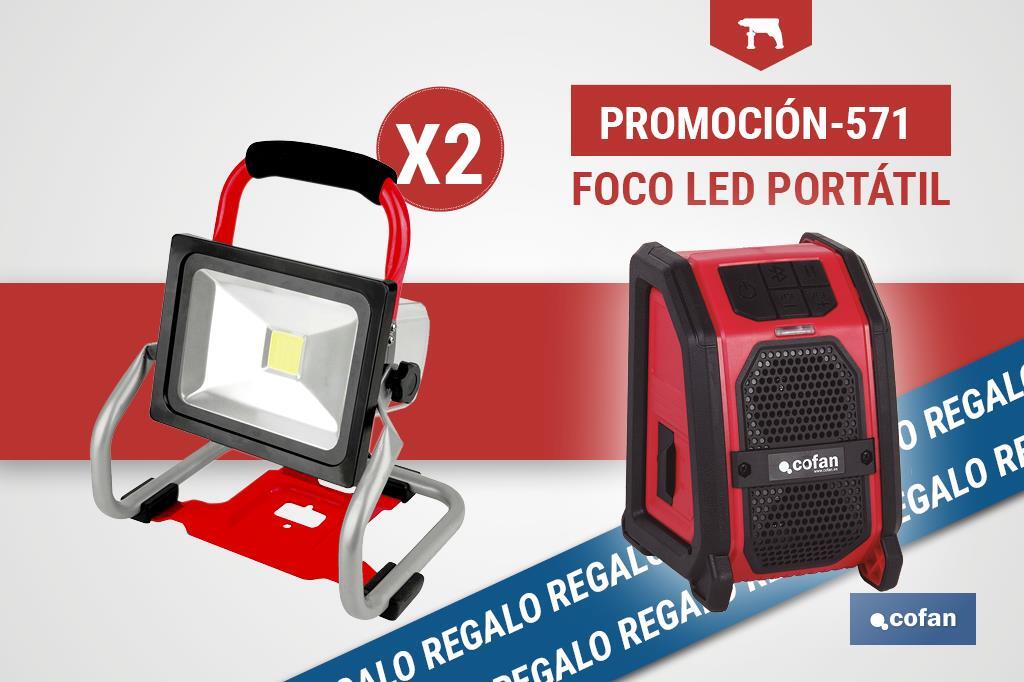 Pack de 2 focos LED portátiles de batería + altavoz Bluetooth de regalo | Iluminación eficiente y duradera